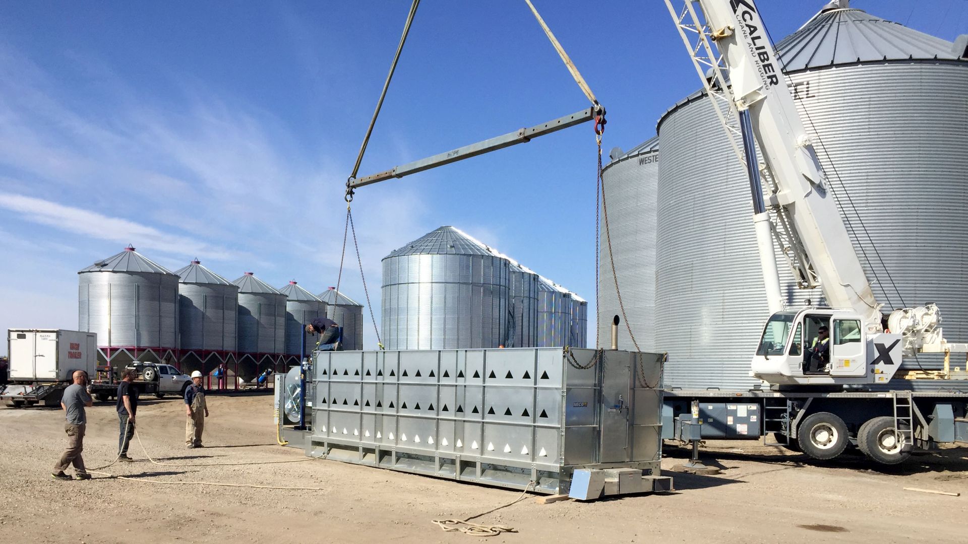 NECO Grain Dryer being unloaded